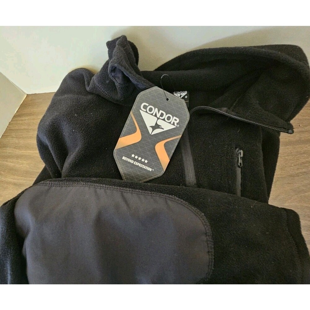 Condor 1/4" Zip Black Pullover Large Padded Elbows